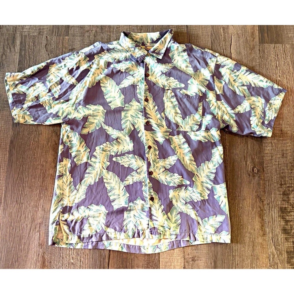 Tommy Bahama 100% Silk Men's XL Short Sleeve Purple Hawaiian Shirt